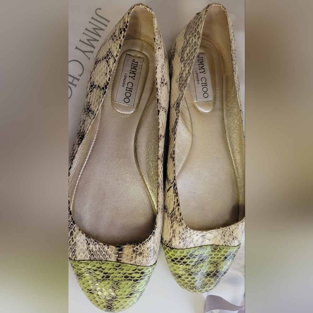 Jimmy Choo Snakeskin Flats - Picture 3 of 7